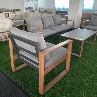Folded Outdoor Garden Furniture Aluminum Rattan Sofa Set for Luxury Corner Teapoy Table