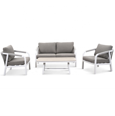 Garden Furniture Aluminium Outdoor Bistro Rattan Sofa Set for Luxury Teapoy Dinner