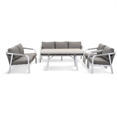 Garden Furniture Aluminium Outdoor Bistro Rattan Sofa Set for Luxury Teapoy Dinner
