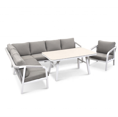 Garden Furniture Aluminium Outdoor Bistro Rattan Sofa Set for Luxury Teapoy Dinner