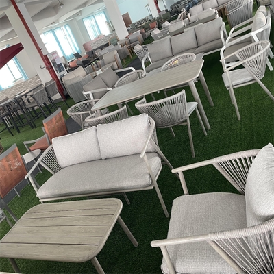 Outdoor Garden Furniture Aluminum Bistro Rattan Sofa Set with Luxury Coffee Table