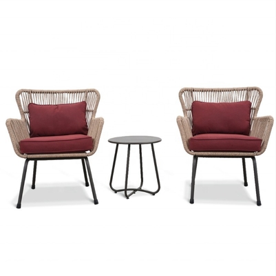 Outdoor Garden Furniture Set Aluminum Rattan Sofa with Teapoy Table and Bistro Chairs
