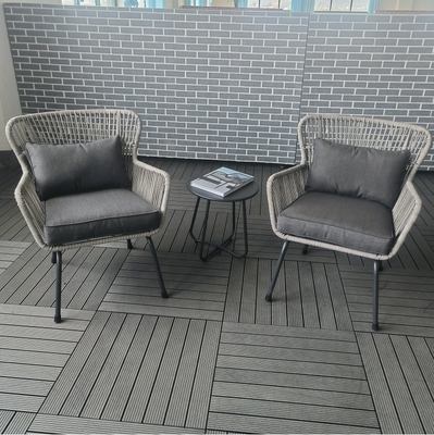 Outdoor Garden Furniture Set Aluminum Rattan Sofa with Teapoy Table and Bistro Chairs
