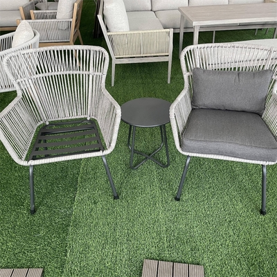Outdoor Garden Furniture Set Aluminum Rattan Sofa with Teapoy Table and Bistro Chairs
