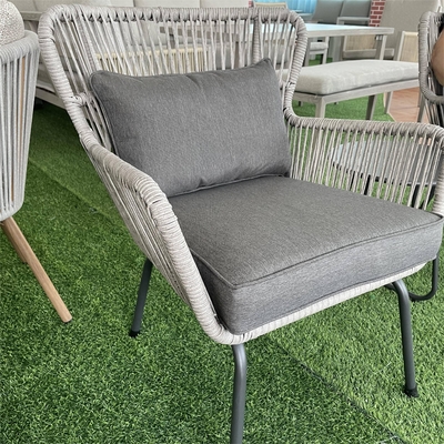 Outdoor Garden Furniture Set Aluminum Rattan Sofa with Teapoy Table and Bistro Chairs