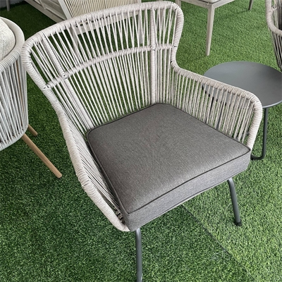 Outdoor Garden Furniture Set Aluminum Rattan Sofa with Teapoy Table and Bistro Chairs