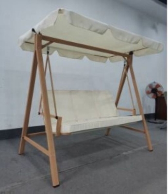 Outdoor Three Person Seat Swing Chair with Metal Frame and Fabric Umbrella