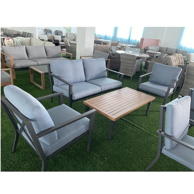 Customizable Color Outdoor Garden Furniture Aluminum Rattan Sofa Set for Luxury Table
