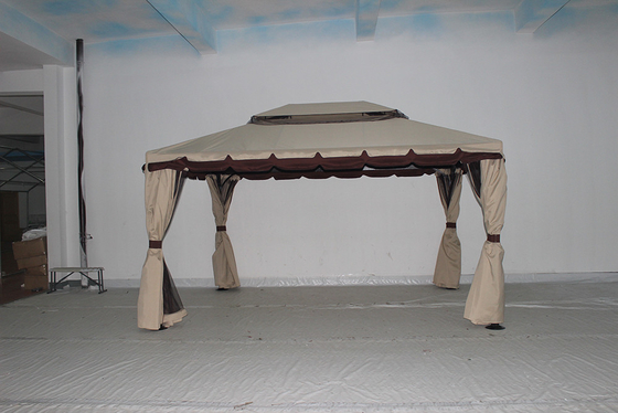 ECO FRIENDLY Water-Repellent Aluminum Garden Gazebo with Mosquito Nets and Side Walls 3x4m