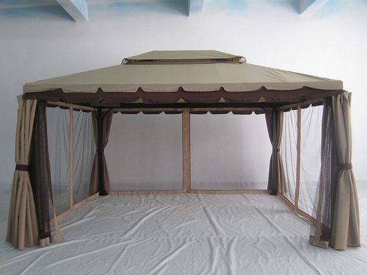ECO FRIENDLY Water-Repellent Aluminum Garden Gazebo with Mosquito Nets and Side Walls 3x4m