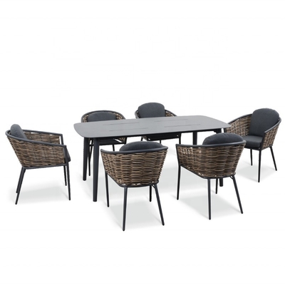 Outdoor Garden Set Aluminum Rattan Sofa Set Luxury Table Teapoy Bistro Set Dinner Set