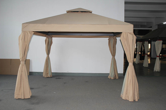 ECO FRIENDLY Courtyard Aluminum Pole Gazebo Tent with Double Roof and Mosquito Netting