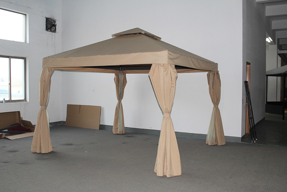 ECO FRIENDLY Courtyard Aluminum Pole Gazebo Tent with Double Roof and Mosquito Netting