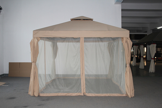 ECO FRIENDLY Courtyard Aluminum Pole Gazebo Tent with Double Roof and Mosquito Netting