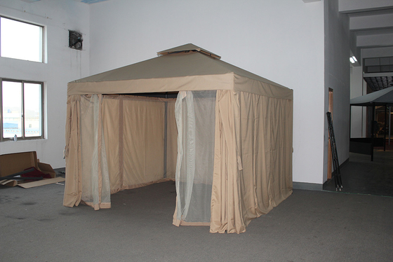 ECO FRIENDLY Courtyard Aluminum Pole Gazebo Tent with Double Roof and Mosquito Netting