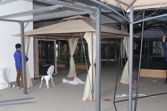 Outdoor Garden Sun Screen Aluminium Gazebo with Collapsible Frame and 3.5*3.5*2.67M Size