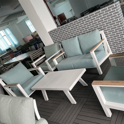 Outdoor Garden Furniture Aluminum Rattan Sofa Set for Luxury Table Teapoy Bistro Dinner