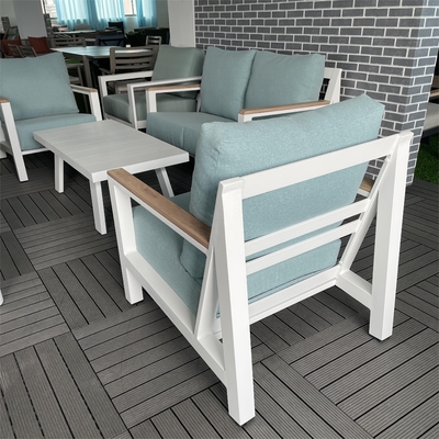 Outdoor Garden Furniture Aluminum Rattan Sofa Set for Luxury Table Teapoy Bistro Dinner