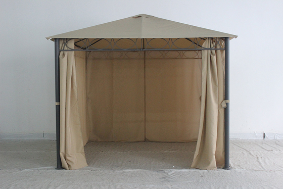 Outdoor Garden Steel Metal Gazebo with Polyester Curtain A Durable Park Leisure Option