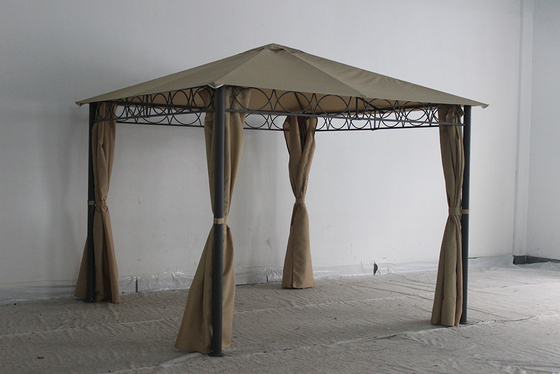 Outdoor Garden Steel Metal Gazebo with Polyester Curtain A Durable Park Leisure Option