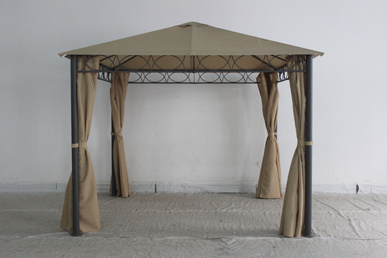 Outdoor Garden Steel Metal Gazebo with Polyester Curtain A Durable Park Leisure Option
