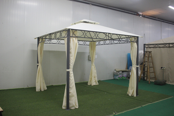 Large Outdoor Wrought Iron Backyard Furniture with PA Coated Cover 3*3*2.8m Pavilion