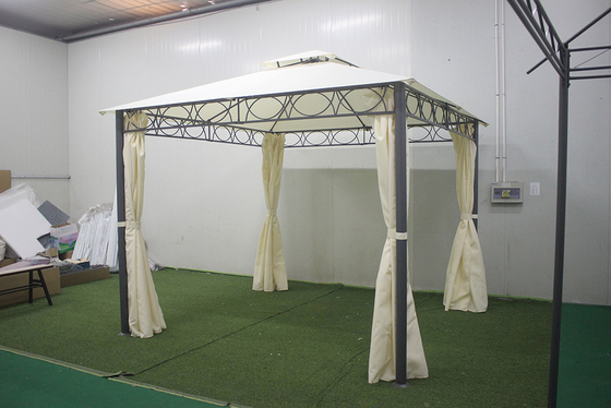 Large Outdoor Wrought Iron Backyard Furniture with PA Coated Cover 3*3*2.8m Pavilion