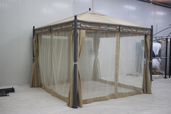 Easily Assembled Garden Metal Gazebo 3*3*2.75M with Polyester Top Cover and Sidewalls