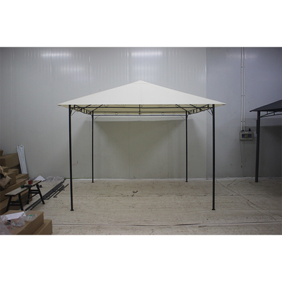 Polyester Luxury White Marble Garden Pavilion with Iron Frame and Surrounding Fabric