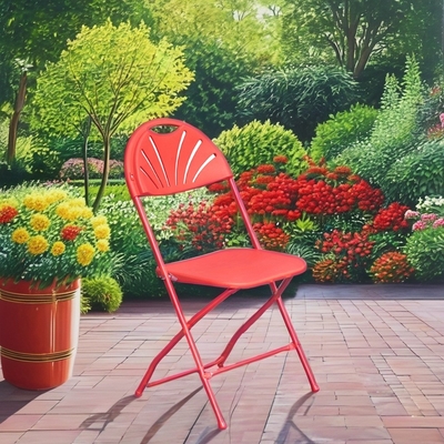 White Plastic Seat Stackable Metal Folding Chair for Outdoor Garden Weddings Parks