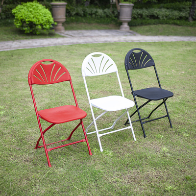White Plastic Seat Stackable Metal Folding Chair for Outdoor Garden Weddings Parks