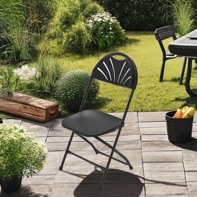 White Plastic Seat Stackable Metal Folding Chair for Outdoor Garden Weddings Parks