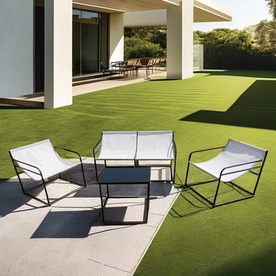 Home Bar Outdoor Furniture Set with Tempered Glass Table and Anti-Mosquito Chair