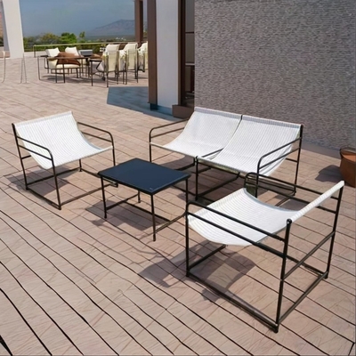 Home Bar Outdoor Furniture Set with Tempered Glass Table and Anti-Mosquito Chair
