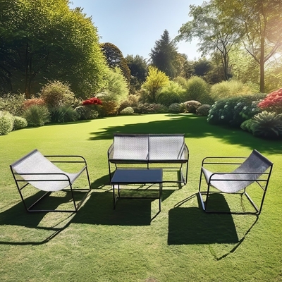 Outdoor Garden Furniture Sofa Set with Fabric Double Single Seat Chair Coffee Table