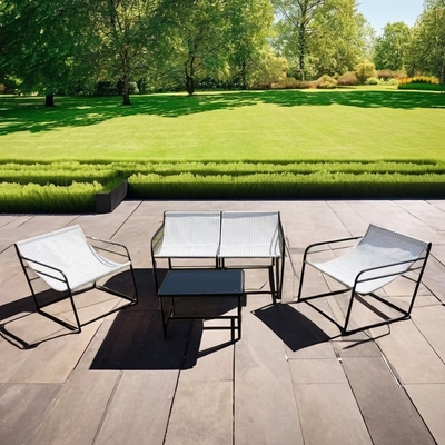 Outdoor Garden Furniture Sofa Set with Fabric Double Single Seat Chair Coffee Table