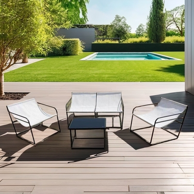 Outdoor Garden Furniture Sofa Set with Fabric Double Single Seat Chair Coffee Table