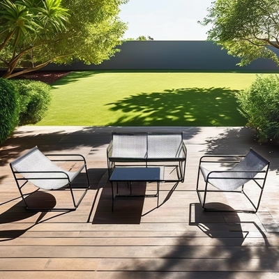 Outdoor Garden Furniture Sofa Set with Fabric Double Single Seat Chair Coffee Table