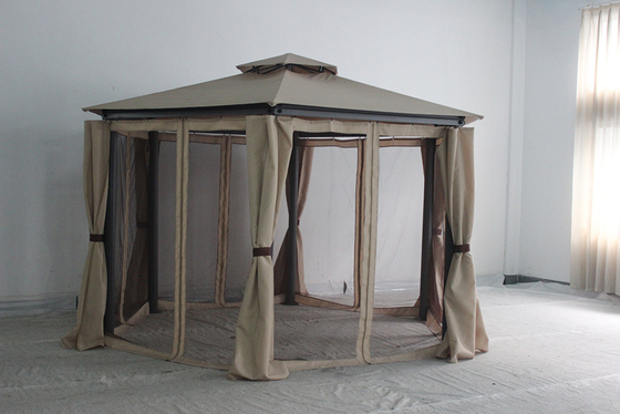 Outdoor Steel Round Gazebo with Curtain And Mosquito Net 217*54*21.5cm Package Size