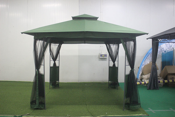 Convenient PA Coated Steel Gazebo with Mesh Curtain Sidewalls and Portable Package Size