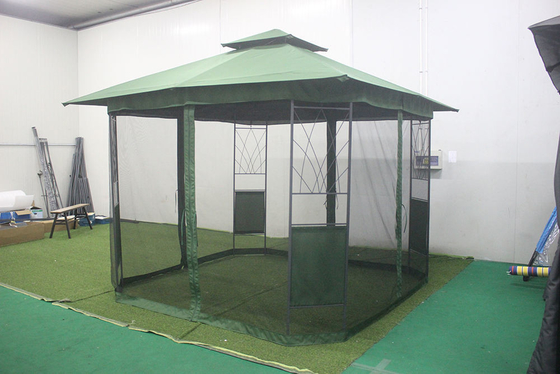 Convenient PA Coated Steel Gazebo with Mesh Curtain Sidewalls and Portable Package Size