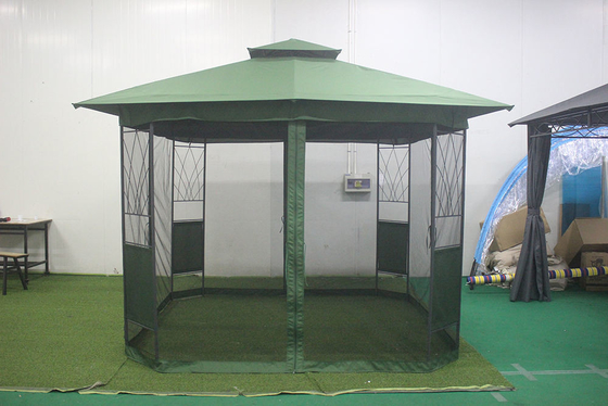 Convenient PA Coated Steel Gazebo with Mesh Curtain Sidewalls and Portable Package Size