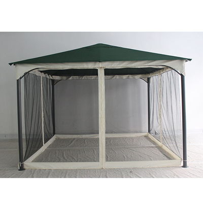 Collapsible Frame Outdoor Gazebo Canvas Canopy Replacement Cover with Mosquito Netting