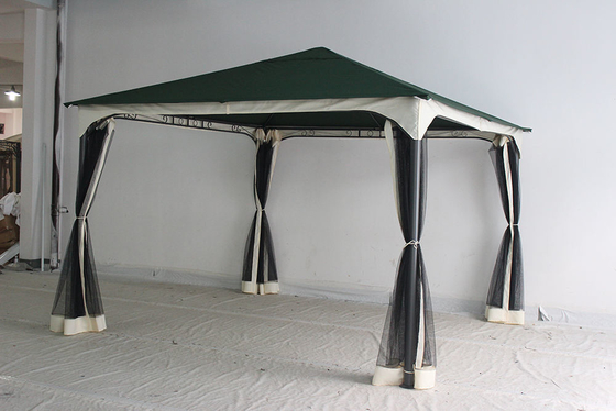 Collapsible Frame Outdoor Gazebo Canvas Canopy Replacement Cover with Mosquito Netting