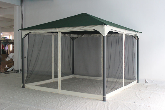 Collapsible Frame Outdoor Gazebo Canvas Canopy Replacement Cover with Mosquito Netting