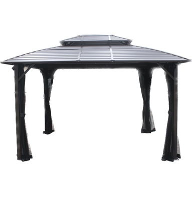 3X3.65X2.73M Double Topped Metal Outdoor Gazebo for Garden Supplies Featuring Arbours