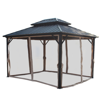 Outdoor Garden 3X3.65X2.85M Metal Gazebo with Mosquito Netting and Polyester Fabric