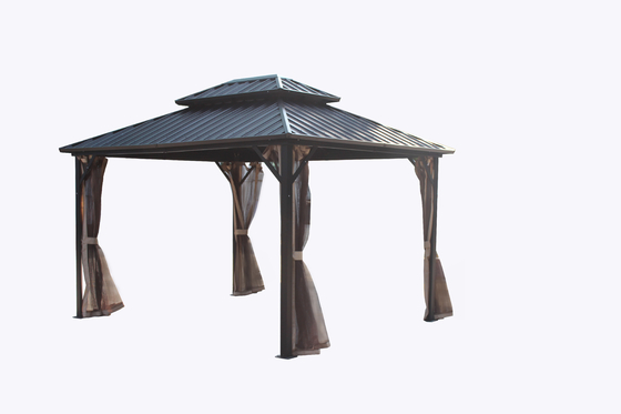 Outdoor Garden 3X3.65X2.85M Metal Gazebo with Mosquito Netting and Polyester Fabric