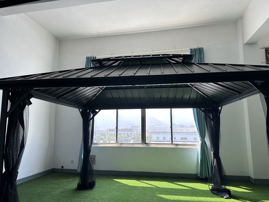 Outdoor Garden 3X3.65X2.85M Metal Gazebo with Mosquito Netting and Polyester Fabric