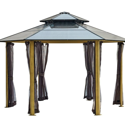 Aluminum Frame 2x2x2x2.8M Hexagonal Hardtop Gazebo for Sun Protection and Relaxation
